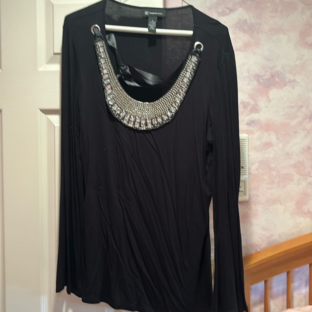 Black tunic brand new with embellished neck long sleeves